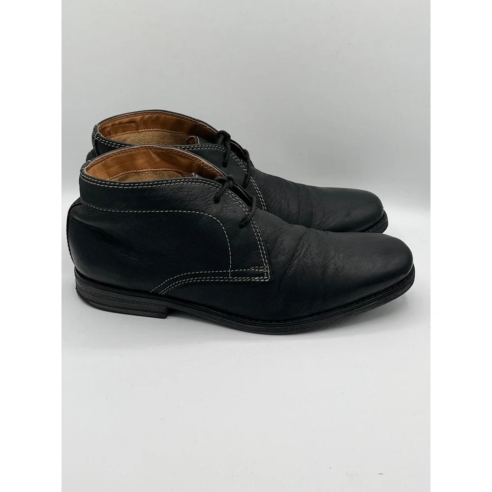 Clarks Men Black Leather Chukka Desert Boots Contrast Stitch 261196847070 Size 8